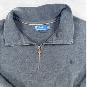Polo Ralph Lauren Mens 4XB Big Gray Cotton Quarter Zip Pullover Sweater MC412